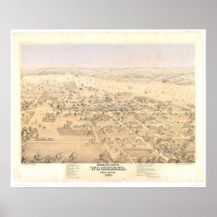 Woodland, CA. Panoramic Map (1874A) Poster