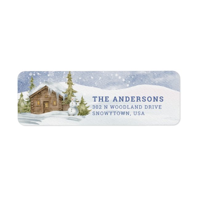 Woodland Cabin in the Snow  | return address (Front)
