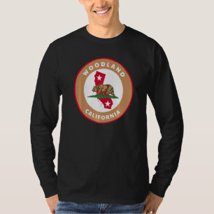 Woodland California Ca Flag And Bear Badge Souveni T-Shirt