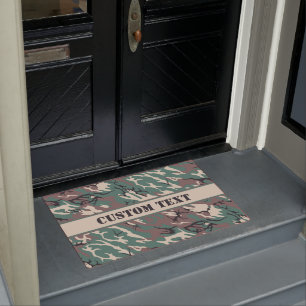 Woodland Camo Doormat with Custom Lettering