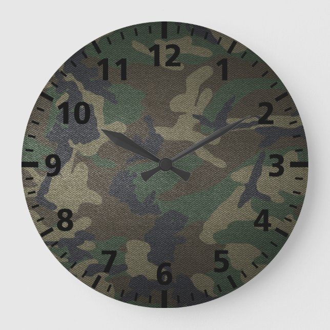 Woodland Camo Fabric Large Clock (Front)