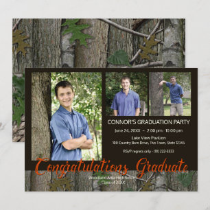 Woodland Camo Graduation Photo Invitation