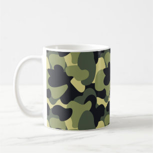 Woodland Camo Green Black Khaki Pattern Coffee Mug