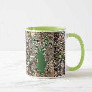 Woodland camo green deer head mug