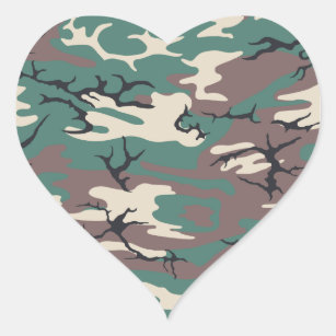 Woodland Camo Heart Sticker