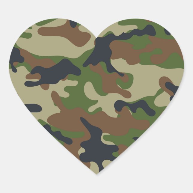 Woodland Camo Heart Sticker (Front)
