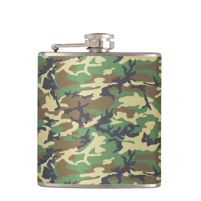 Woodland Camo Hip Flask (Front)