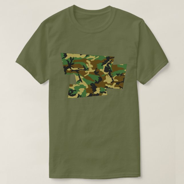 Woodland Camo Pattern Blown Pixel T-Shirt (Design Front)