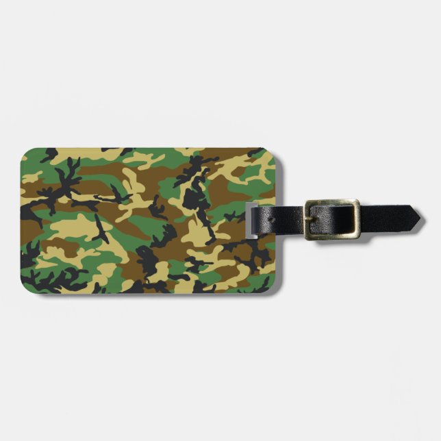 Woodland Camo Pattern Luggage Tag (Front Horizontal)