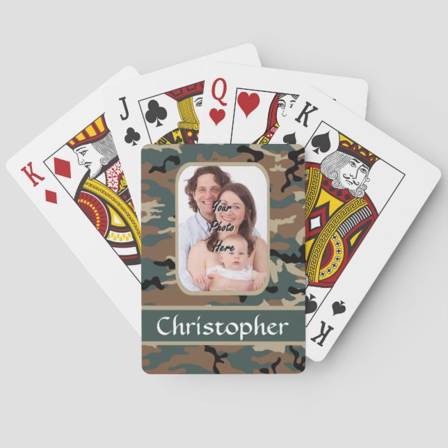 Woodland camo pattern playing cards (Back)