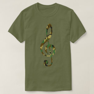 Woodland Camo Pattern Treble Clef T-Shirt