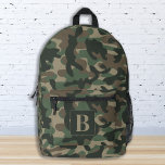 Woodland Camo Personalised Monogram Camouflage Printed Backpack<br><div class="desc">Introducing our modern and trendy camo backpack, perfect for kids, students, hikers, and day trippers! This cool backpack features a woodland forest pattern with shades of green, brown, and tan, giving it a military-inspired look that is sure to turn heads. The camo design is not only stylish, but also functional,...</div>