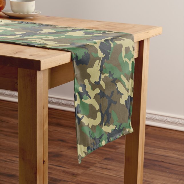 Woodland Camo Short Table Runner (In Situ)