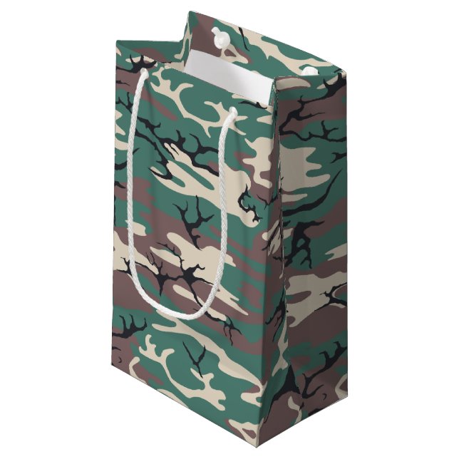 Woodland Camo Small Gift Bag (Front Angled)