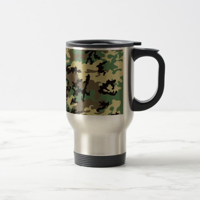 Woodland Camo Stainless Steel Travel Mug (Right)