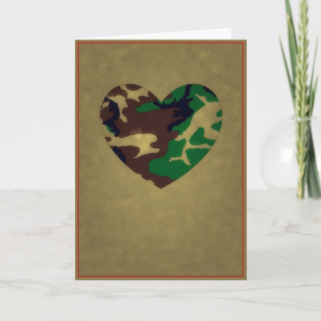 Woodland Camo  Valentine Hearts - Valentine's Day Holiday Card (Front)
