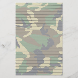 Woodland Camo With Lines Stationery