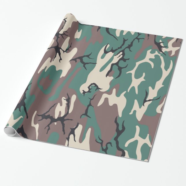 Woodland Camo Wrapping Paper (Unrolled)