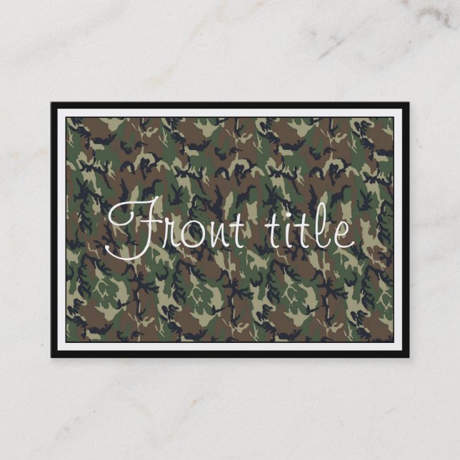 Woodland Camouflage Background Template Business Card (Front)