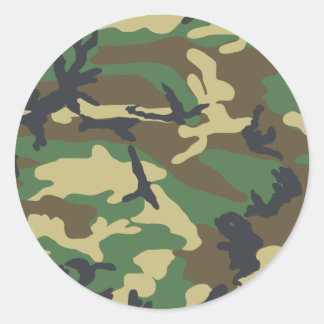 Woodland Camouflage Design Classic Round Sticker