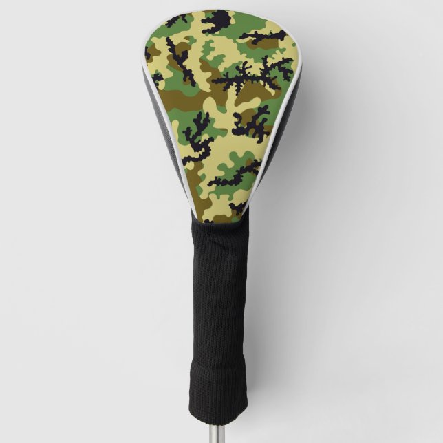 Woodland camouflage golf head cover (Front)