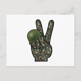Woodland Camouflage Hand Victory / Peace Sign Postcard