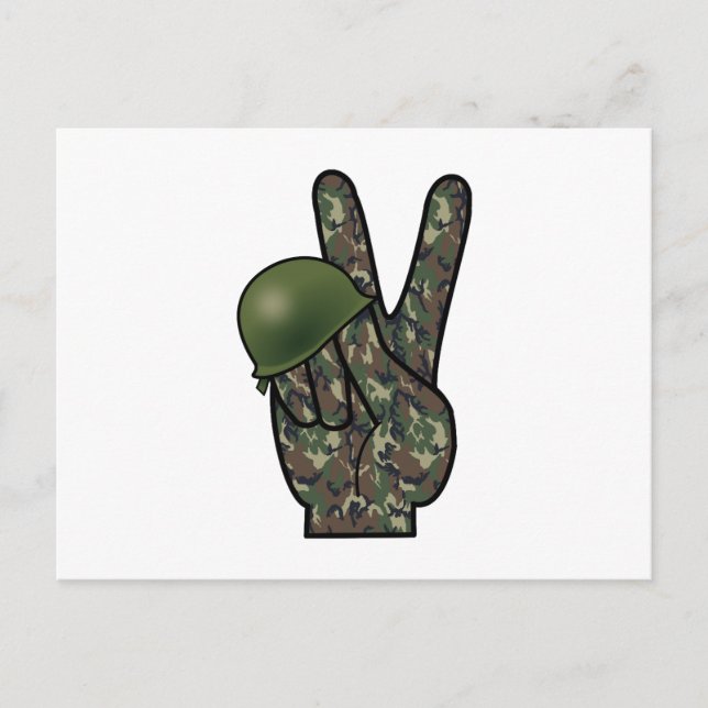 Woodland Camouflage Hand Victory / Peace Sign Postcard (Front)