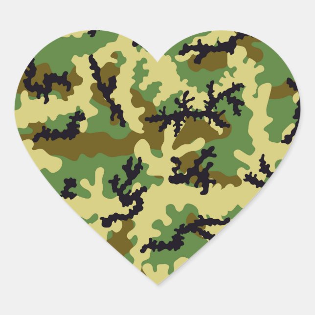 Woodland camouflage heart sticker (Front)