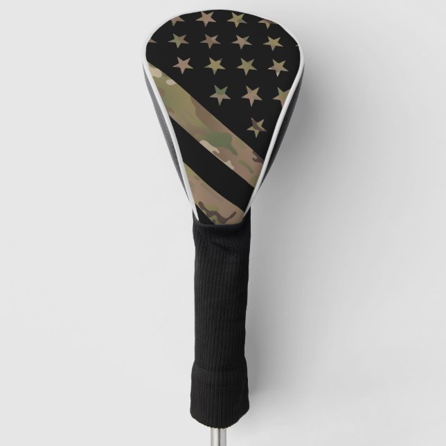 Woodland Camouflage I Flag Golf Head Cover (Front)