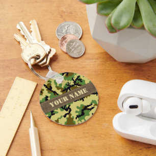Woodland camouflage key ring