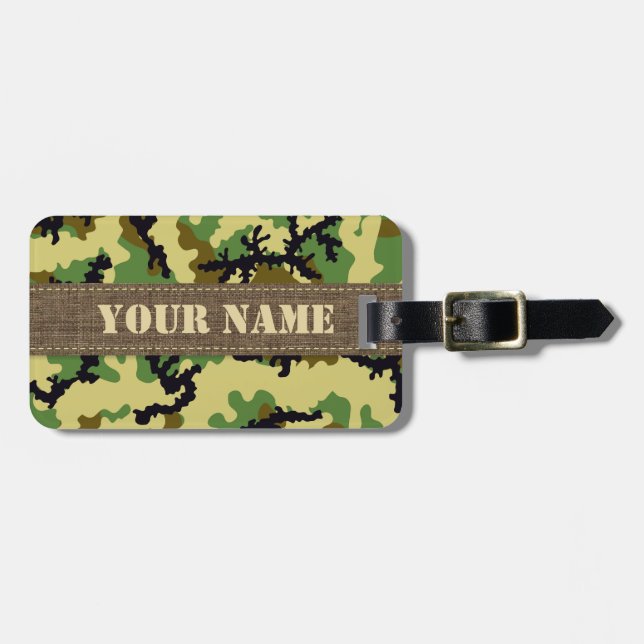 Woodland camouflage luggage tag (Front Horizontal)