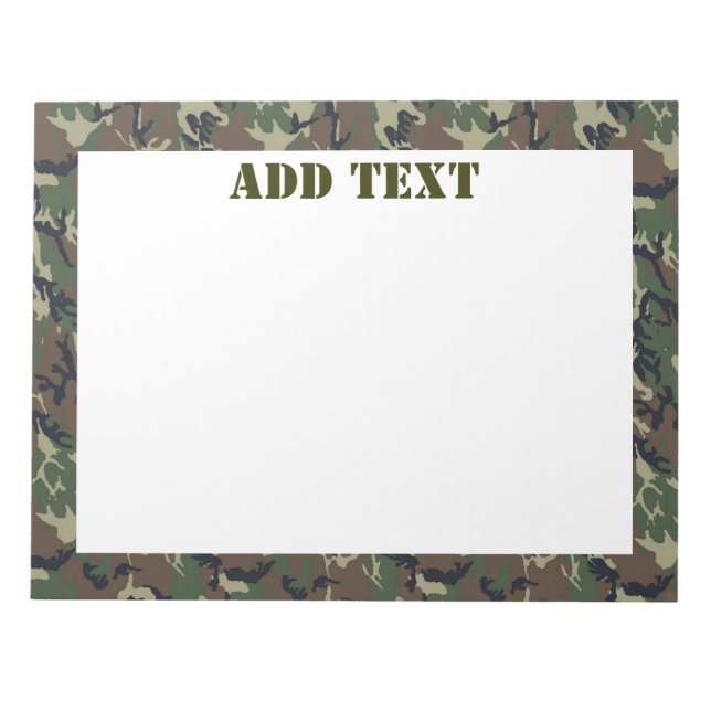 Woodland Camouflage Military Background Notepad (Front)