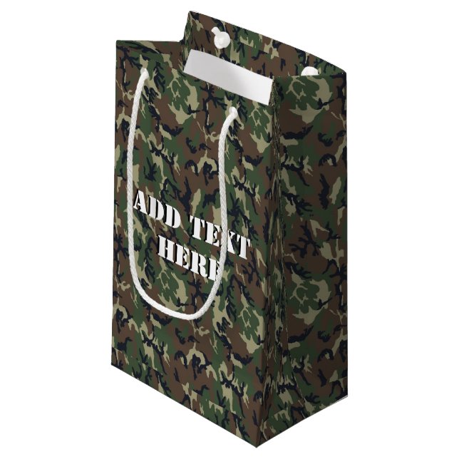 Woodland Camouflage Military Background Small Gift Bag (Front Angled)