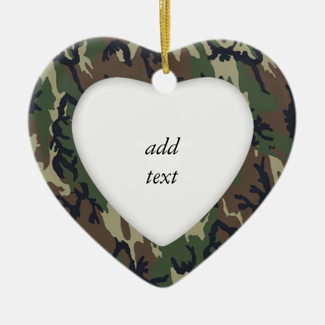 Woodland Camouflage Military Pattern Ceramic Tree Decoration (Front)