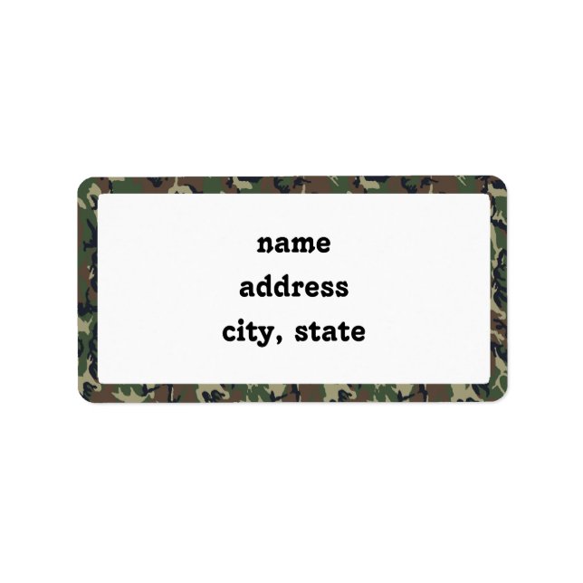 Woodland Camouflage Military Pattern Label (Front)