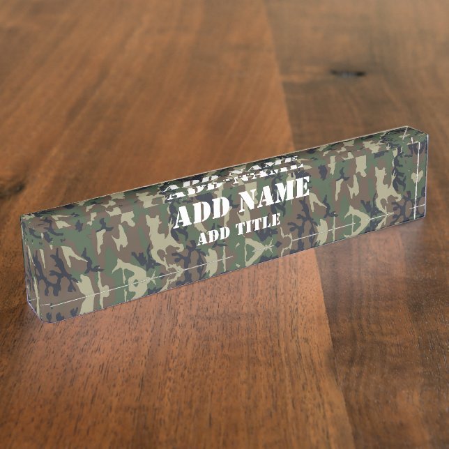 Woodland Camouflage Military Pattern Nameplate (Side)