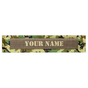 Woodland camouflage nameplate