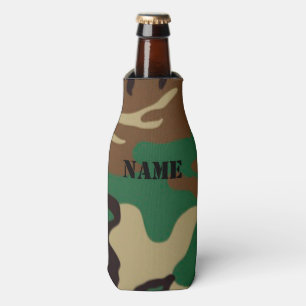 Woodland Camouflage ~ Personalised Name / Initials Bottle Cooler