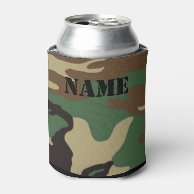 Woodland Camouflage ~ Personalised Name / Initials Can Cooler (Can Front)