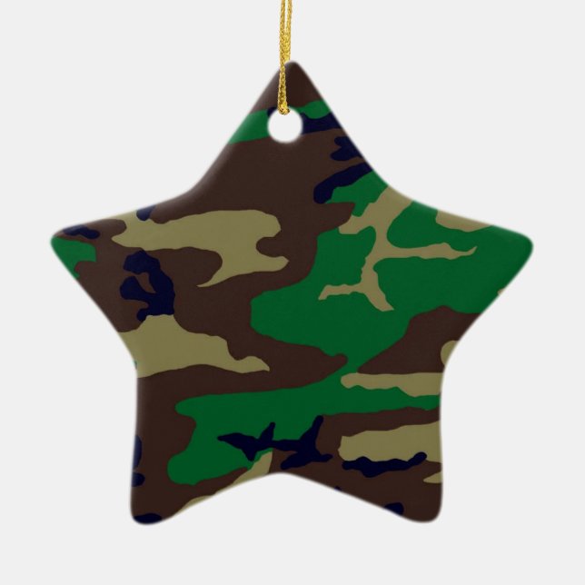 Woodland Camouflage Star Ceramic Tree Decoration (Front)