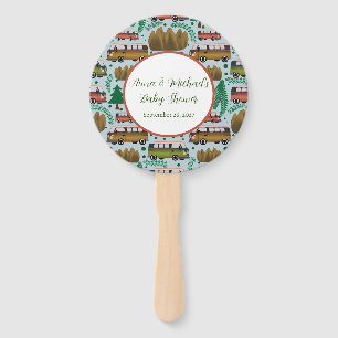 Woodland Camper Baby Boy Shower Hand Fan