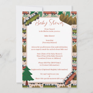Woodland Camper Baby Girl Shower  Invitation