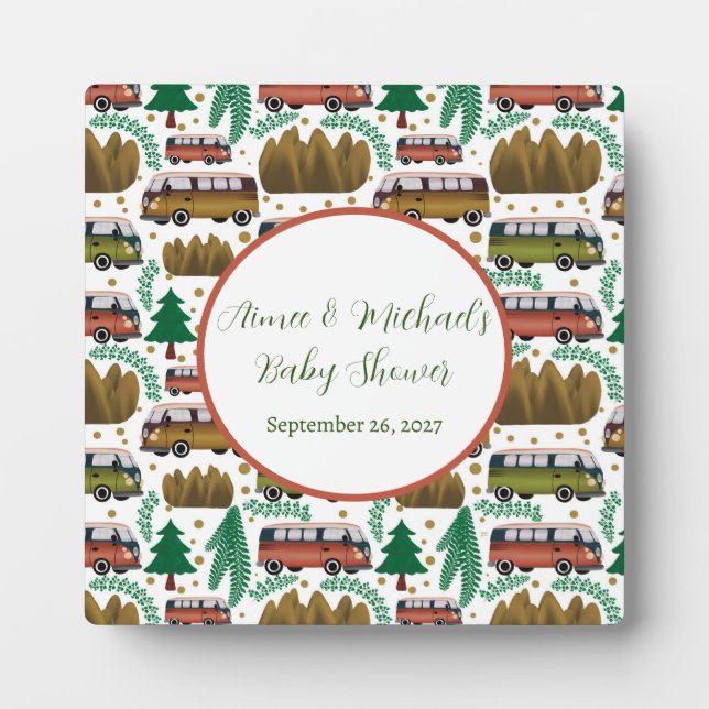Woodland Camper Neutral Baby Shower  Plaque (Front)