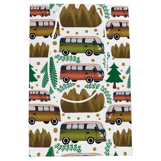 Woodland Camper Pattern Medium Gift Bag (Front)