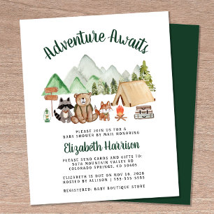 Woodland Camping Baby Shower By Mail Invitation