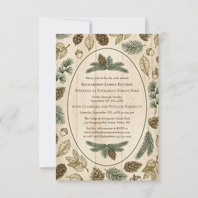 Woodland Camping Family Reunion Jamboree BBQ Invitation (Front)