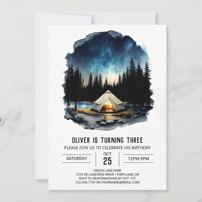 Woodland Campout Kids' Birthday Invitation (Front)