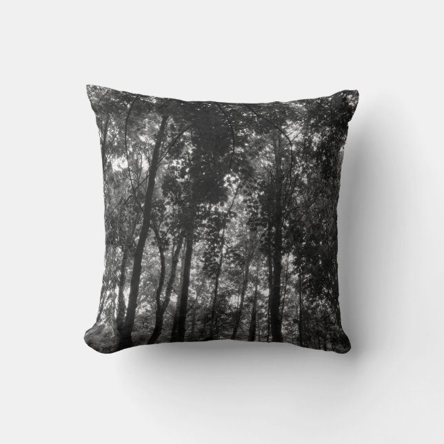 Woodland Canopy 02 BW Cushion (Front)