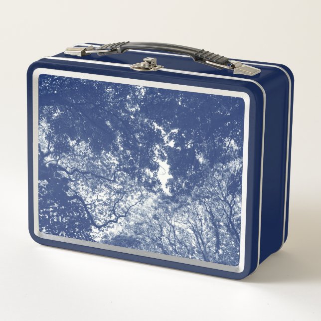 Woodland Canopy 02 - Cyanotype Effect Metal Lunch Box (Front)