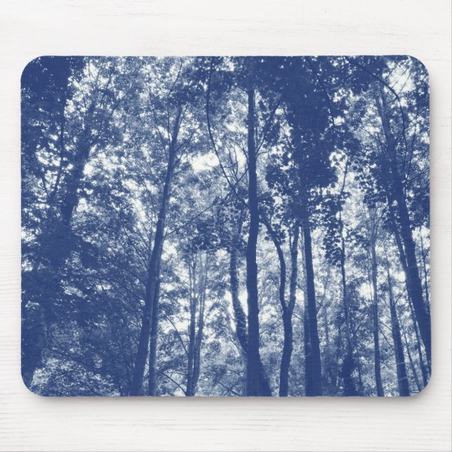 Woodland Canopy - Cyanotype Effect Mouse Mat (Front)